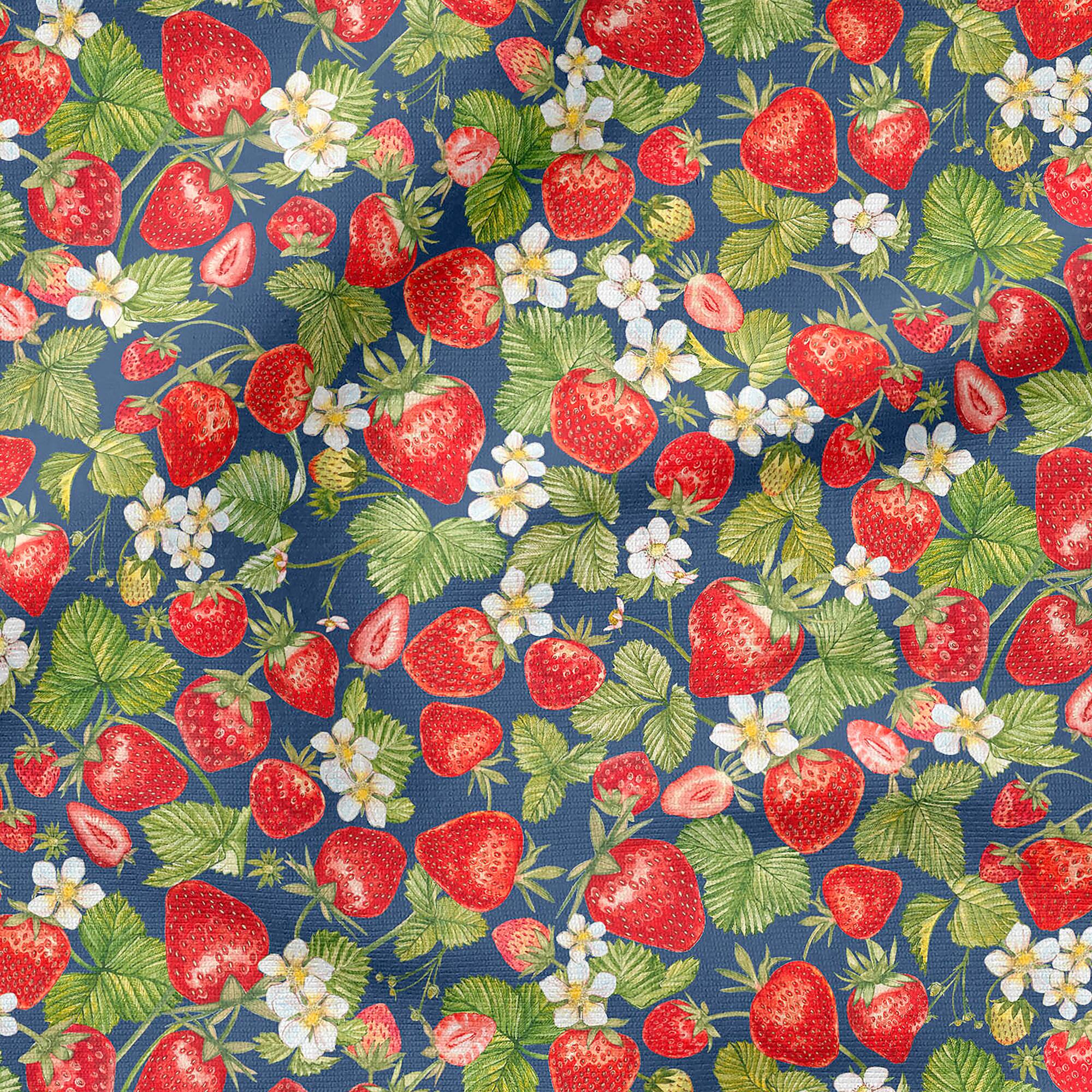 Fabric Editions Navy Strawberry Cotton Fabric